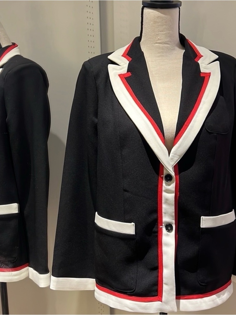 Storets Black White Red Contrast Trim Blazer Small NWT
